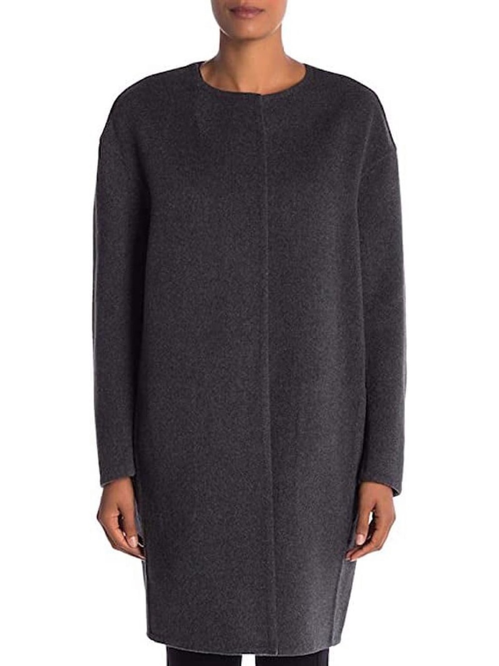 Vince Reversible Collarless Wool & Cashmere-Blend Coat New Medium